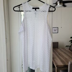 BCBGMaxAzria White Sleeveless Lace Tank